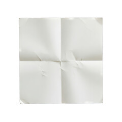 Close Up View Of Crumpled White Paper Folded Into Quarters Isolated On Transparent Background With Soft Natural Light Highlighting Texture And Creases