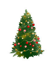 Elegant Christmas Tree – Watercolor Illustration