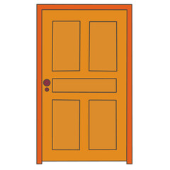 wooden door cartoon illustration of house element.