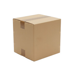 Closed Brown Cardboard Box On Transparent Background For Shipping And Storage