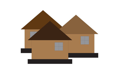 Minimalist Earth-Tone Village Illustration