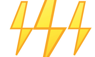 Lightning Icon with Three Yellow Bolts with Orange Borders