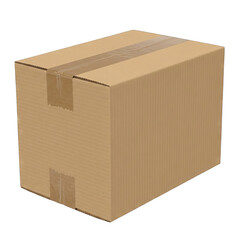 Closed Cardboard Shipping Box With Tape Sealing Isolated On Black Background Product Packaging Delivery Concept