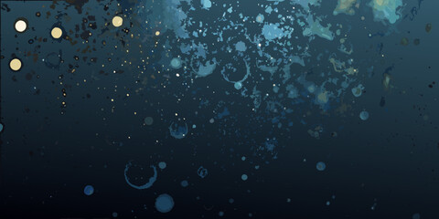 Abstract dark blue background with splatters and bubbles vector illustration