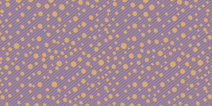 A light purple background with diagonal lines and scattered orange circles and octagon shapes all over it