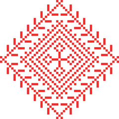 Obraz premium Pattern of the Holy Tree and Radovnitsa. Embroidered Belarusian national pattern. Red stylized folk Slavic patterns. Vector illustration.