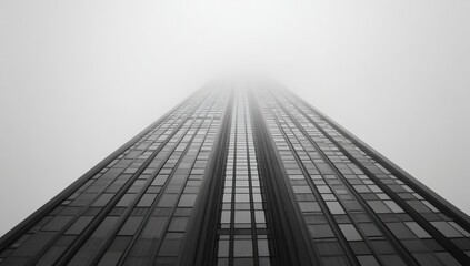 Skyscraper reaching for a hazy sky