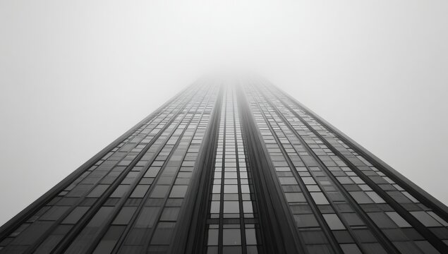 Skyscraper reaching for a hazy sky