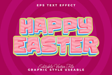 Festive Happy Easter Text Effect in Pink and Blue with Editable Vector Graphic