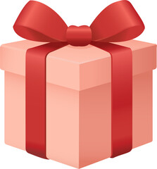 Gift Box with Red Ribbon on Light Background – Festive Holiday Illustration_horisontal-without a shadow