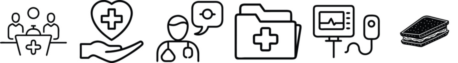 Medical icons representing healthcare services and technology