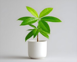 Green Indoor Plant in White Pot with Bright Leaves for Home Decor