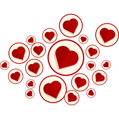 Numerous Red Hearts Floating on a Transparent Background in a Random Pattern Representing Love and Affection Symbolically