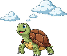 Smiling Tortoise Thinking About Clouds and Sky