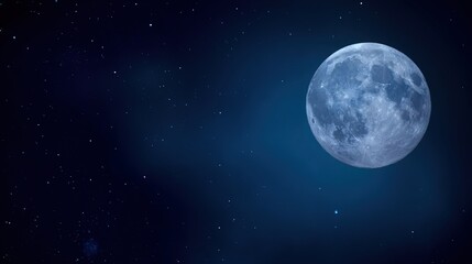 telephoto. Super moon in crisp detail against a deep blue night sky with visible lunar craters. STEM education sheets, lab safety posters, designed for STEM education and laboratory safety posters.