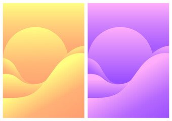 Abstract Gradient Sunset Landscape Background