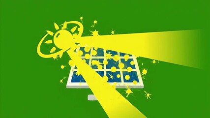 Solar panel and sun icon animation for renewable energy and green technology concepts - Powered by Adobe