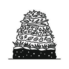 Compost pile icon isolated on, a simple line drawing style