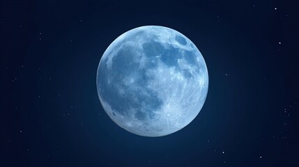 telephoto. Super moon in crisp detail against a deep blue night sky with visible lunar craters. STEM education sheets, lab safety posters, designed for STEM education and laboratory safety posters.