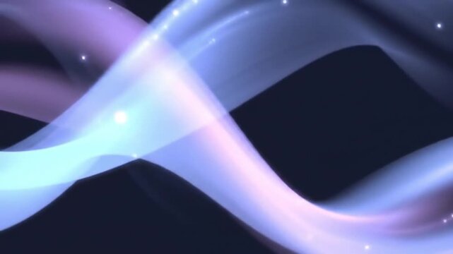 Luminous streams of ethereal energy creating a celestial wave pattern against a dark, cosmic backdrop with shimmering particles