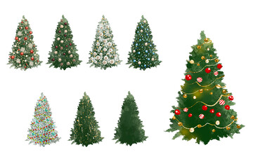 Elegant Christmas Tree – Watercolor Illustration　set