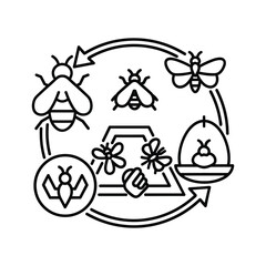 Outline pollination icon isolated on for agriculture and nature
