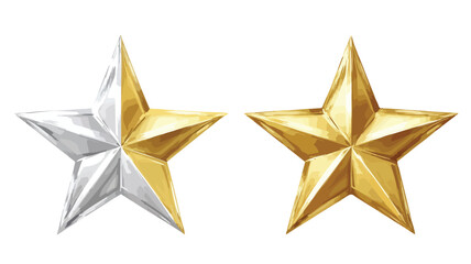 Obraz premium Gold Stars with Gold and Silver, One Gold and the Other Silver - Elegant and Luxurious Image for Design Projects