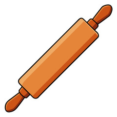 Rolling Pin Vector Illustration – Wooden Kitchen Baking Tool Clipart