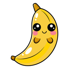 Kawaii Banana Coloring Page – Cute Fruit Cartoon Line Art Illustration