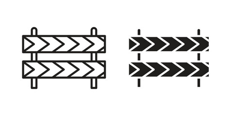 Roadblock icon symbol in filled and line style. Vector icon collection