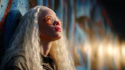 A stunning portrait of an individual with unique features, showcasing beautiful light and vibrant colors against an artistic background, emphasizing individuality and self-expression.