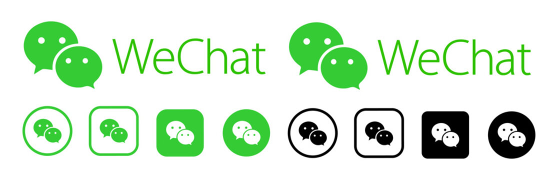 WeChat logo icon vector set 2025. Square, Round, Circle, outline styles