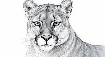 Realistic Cougar Pencil Sketch