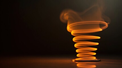 incense. Spiral of smoke forming a warm orange halo against a dark background. lifestyle magazines, social media lookbooks, designed for influencer and brand collaborations, inspires lifestyle.