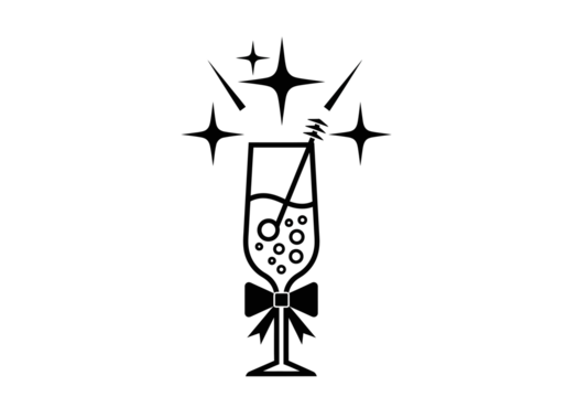 Champagne glass with bubbles isolated on transparent background