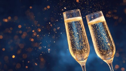 Two Champagne Flutes Sparkling Celebration.