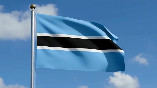 Botswana national flag waving against sky