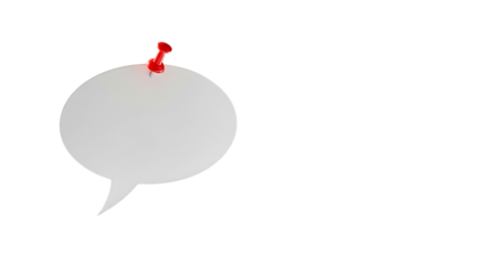 Blank speech bubble pinned isolated on transparent background