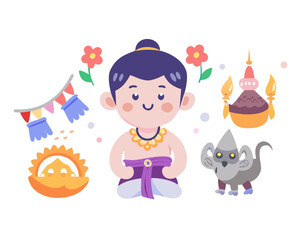 Thai traditional cartoon character and element