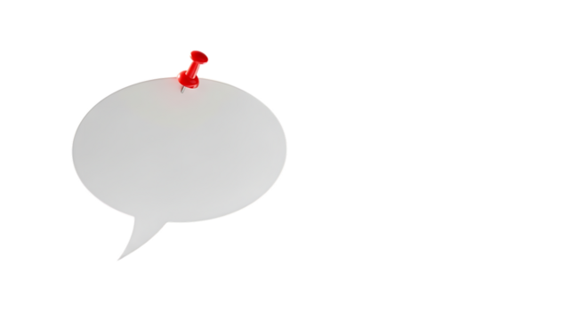 Blank speech bubble pinned isolated on transparent background