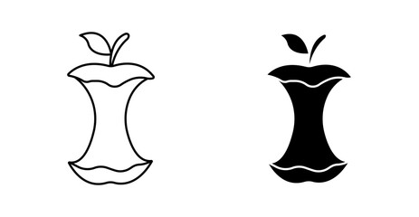 Apple Core Icon, Fruit Waste Vector Symbol for Compost