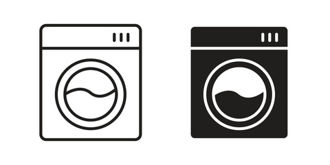Fototapeta na wymiar Washing machine icon symbol in filled and line style. Vector icon collection