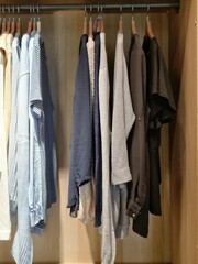 Organized Wardrobe with Hanging Clothes