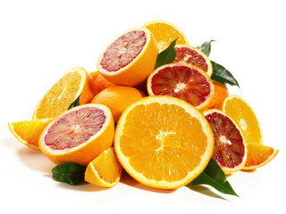Fototapeta premium Christmas Fruits - Blood Oranges an Orange Fruits on white Background