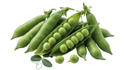 Fresh green peas in pods isolated on transparent background isolated on transparent background