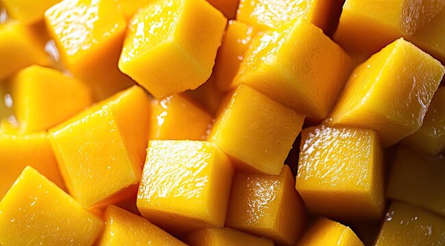 Close-up of diced mango cubes (5)