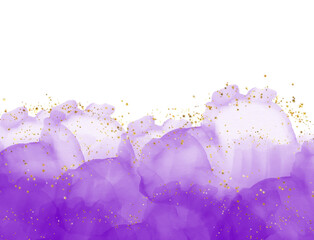 Abstract purple watercolor brush strokes with a textured effect isolated on transparent background