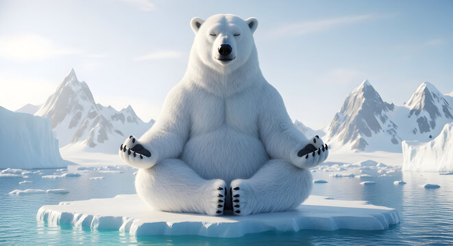 Zen Polar Bear Meditating on Iceberg &ndash; Funny Yoga Arctic