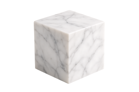 White marble cube shape isolated on black background minimalist geometric element modern luxury material stone texture architecture object for design and construction concept visuals