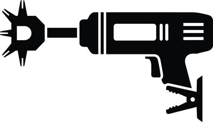 Industrial electric handheld power tool with clamp and star drill bit attachment, mechanical workshop equipment, construction hardware device, DIY repair instrument